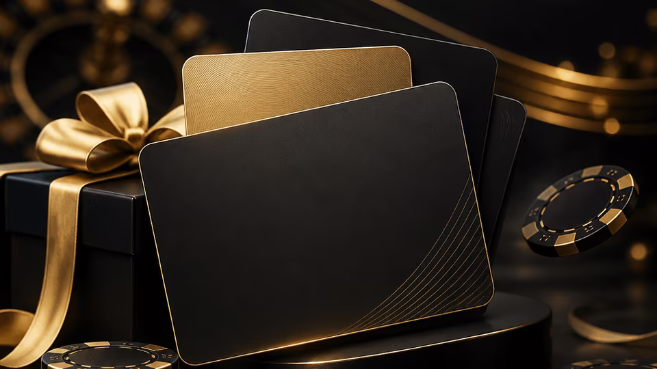 Black and gold casino promotion cards representing the Black Label welcome package