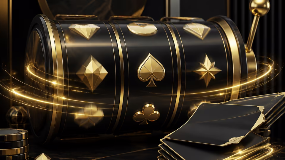 Abstract slot reels and reward cards for Black Label Casino free spins content